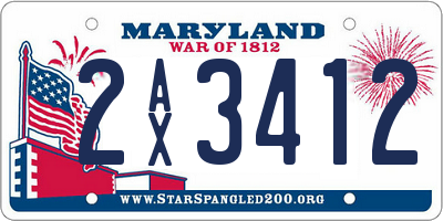 MD license plate 2AX3412