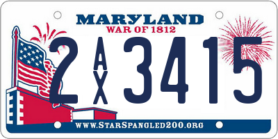 MD license plate 2AX3415