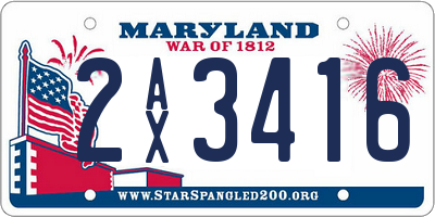 MD license plate 2AX3416