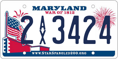 MD license plate 2AX3424