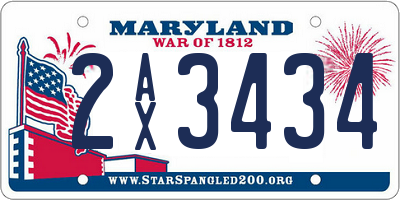 MD license plate 2AX3434