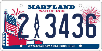 MD license plate 2AX3436