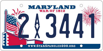 MD license plate 2AX3441
