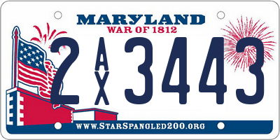 MD license plate 2AX3443