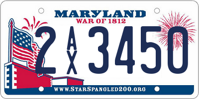 MD license plate 2AX3450