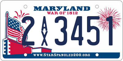 MD license plate 2AX3451