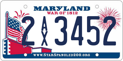 MD license plate 2AX3452