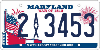 MD license plate 2AX3453