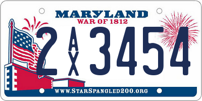 MD license plate 2AX3454