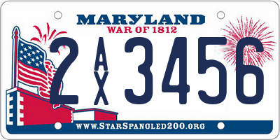 MD license plate 2AX3456