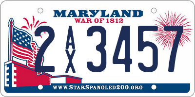 MD license plate 2AX3457