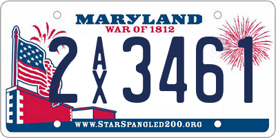 MD license plate 2AX3461