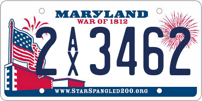 MD license plate 2AX3462