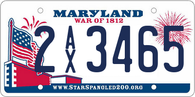 MD license plate 2AX3465