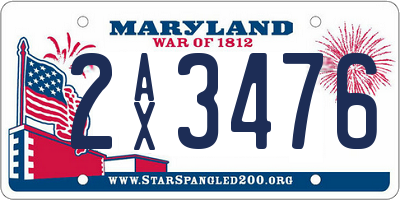 MD license plate 2AX3476