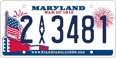MD license plate 2AX3481