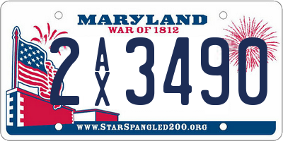 MD license plate 2AX3490