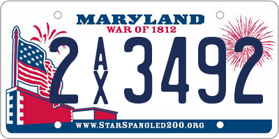 MD license plate 2AX3492