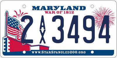 MD license plate 2AX3494