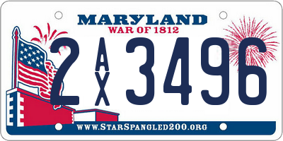 MD license plate 2AX3496