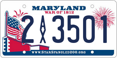 MD license plate 2AX3501