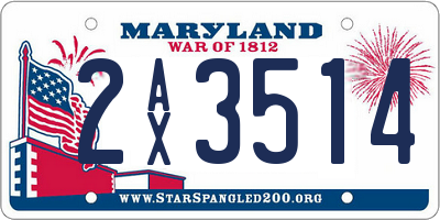 MD license plate 2AX3514