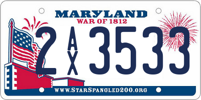 MD license plate 2AX3533