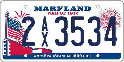 MD license plate 2AX3534
