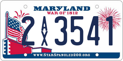MD license plate 2AX3541