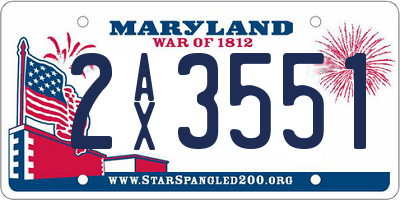 MD license plate 2AX3551