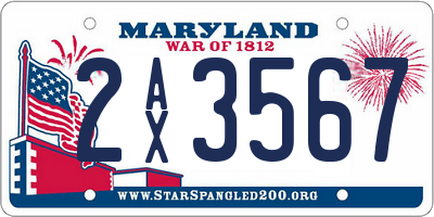 MD license plate 2AX3567