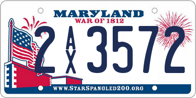MD license plate 2AX3572