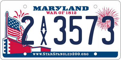 MD license plate 2AX3573