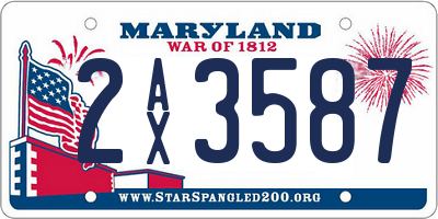 MD license plate 2AX3587