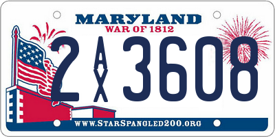 MD license plate 2AX3608