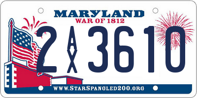 MD license plate 2AX3610