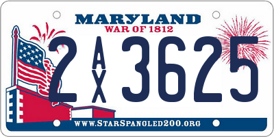 MD license plate 2AX3625
