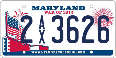 MD license plate 2AX3626