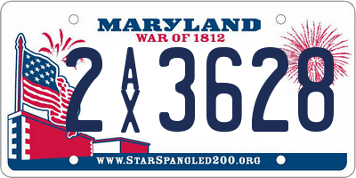 MD license plate 2AX3628