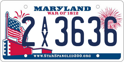 MD license plate 2AX3636