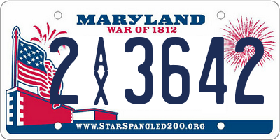 MD license plate 2AX3642