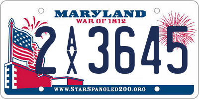 MD license plate 2AX3645