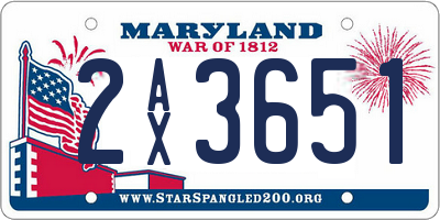 MD license plate 2AX3651