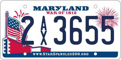 MD license plate 2AX3655