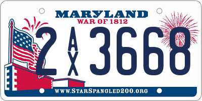 MD license plate 2AX3668