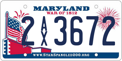 MD license plate 2AX3672