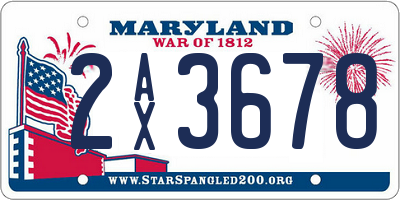 MD license plate 2AX3678