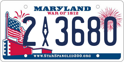 MD license plate 2AX3680