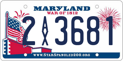 MD license plate 2AX3681