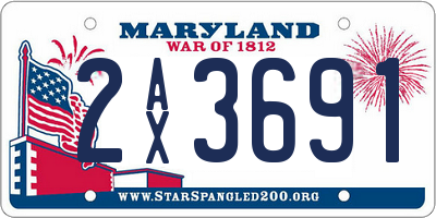 MD license plate 2AX3691